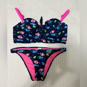NWOT Gilly Hicks Navy and Pink Bikini | Y2K